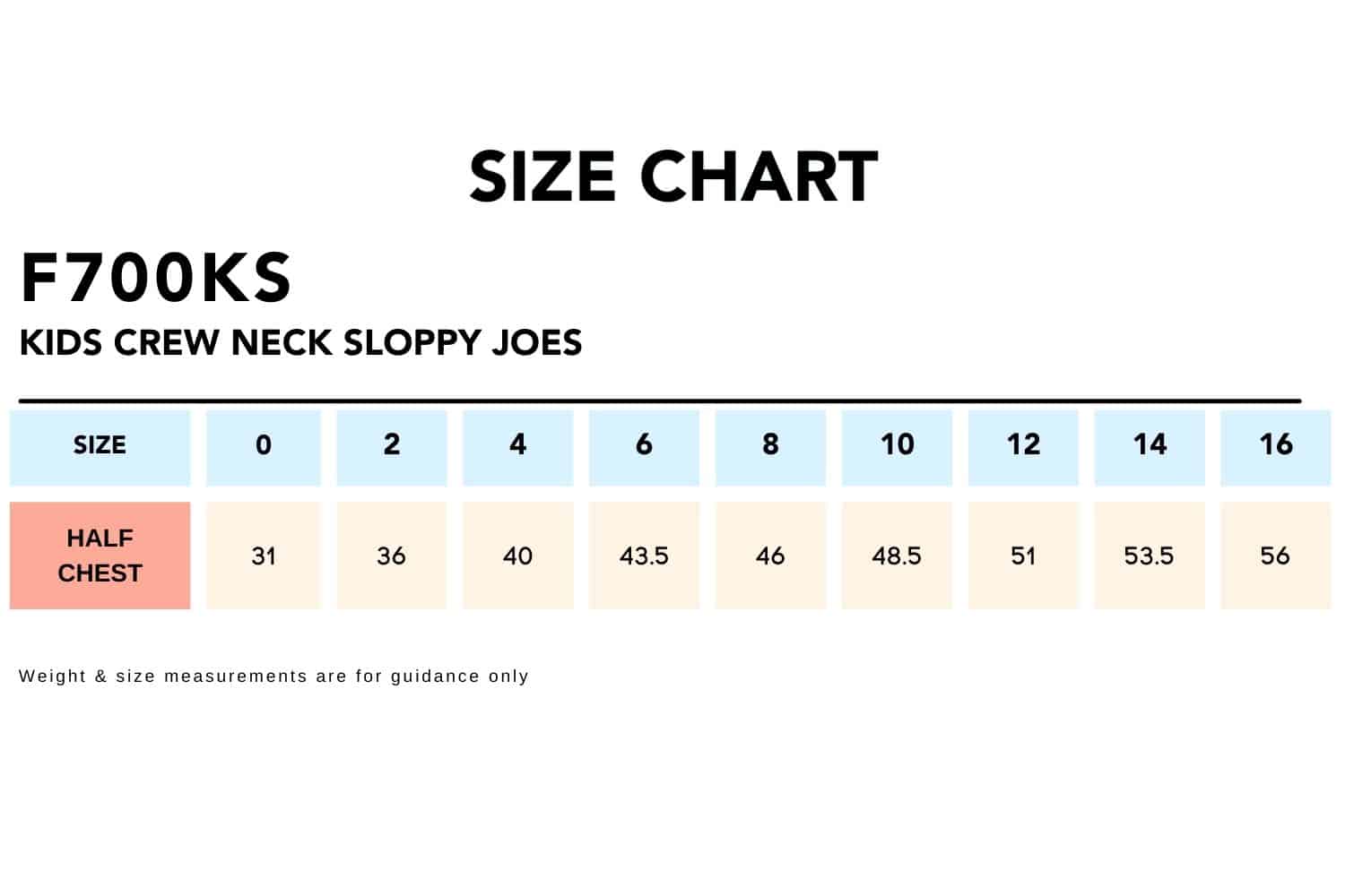 Size-Chart_F700KS-Kids-Crew-Neck-Sloppy-Joes