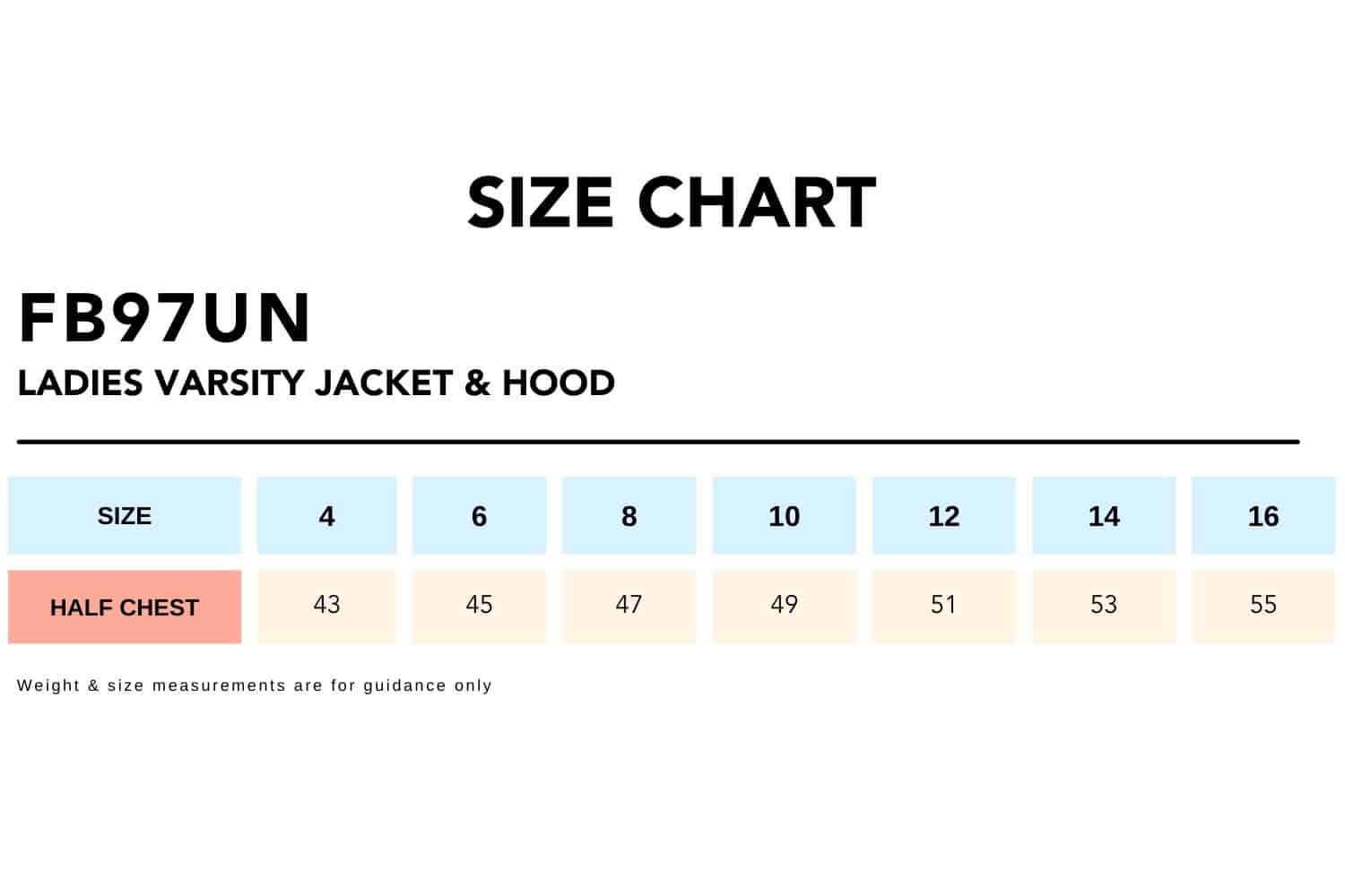 Size-Chart_FB97UN-Ladies-Varsity-Jacket-Hood