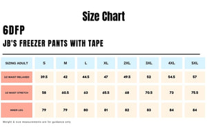 Size Chart_JB'S FREEZER PANTS WITH TAPE 6DFP