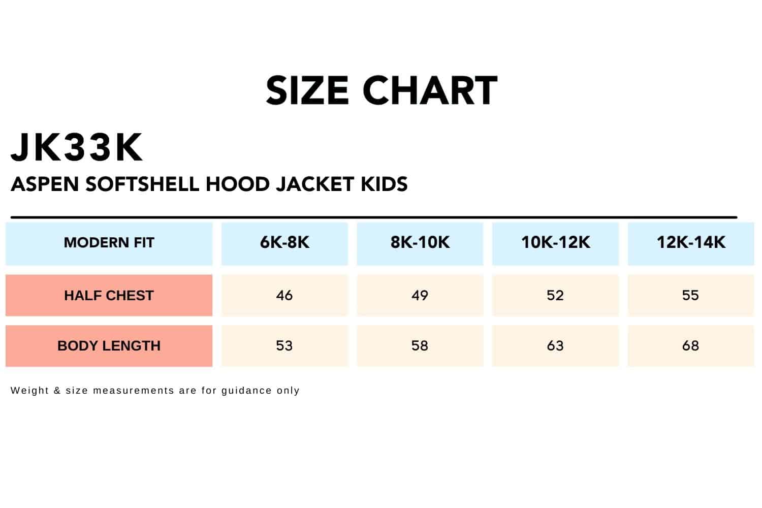 Size-Chart_JK33K-ASPEN-Softshell-Hood-Jacket-Kids