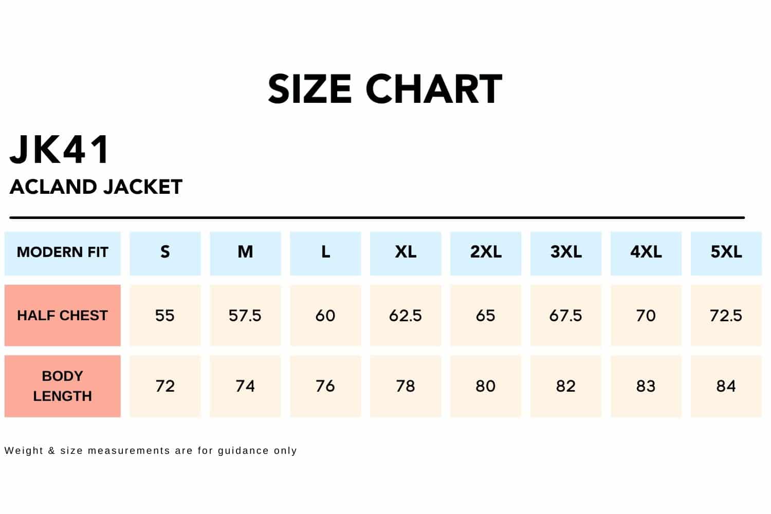 Size-Chart_JK41-ACLAND-JACKET