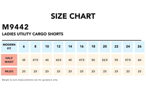 Size-Chart_M9442-LADIES-UTILITY-CARGO-SHORTS
