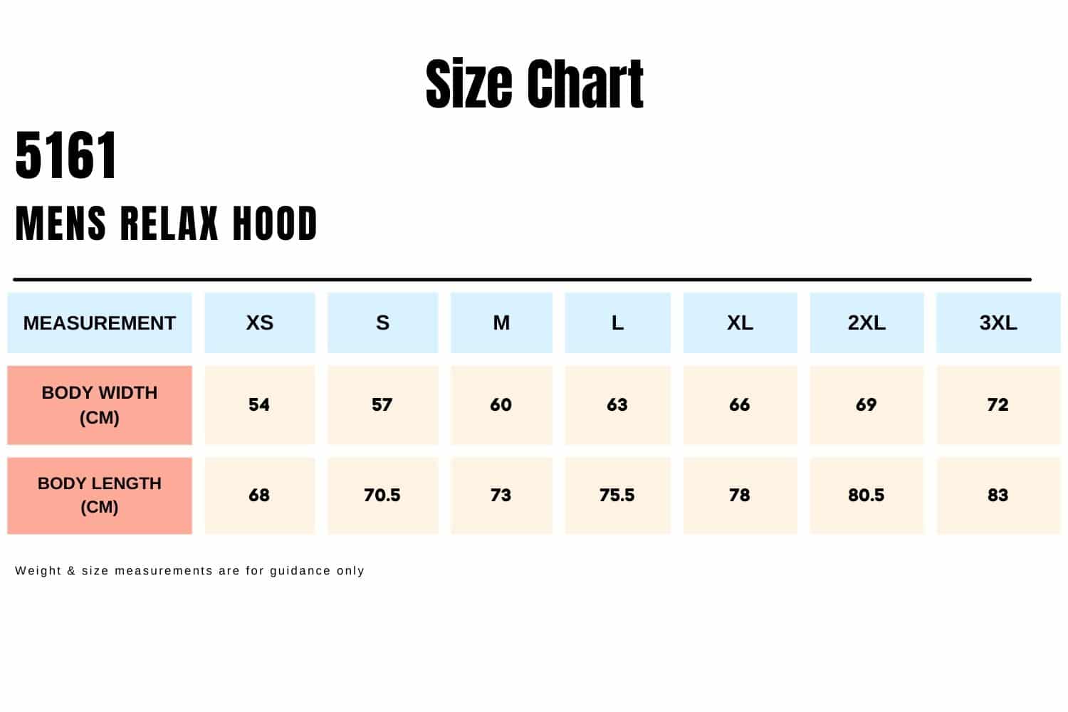 Size-Chart_MENS-RELAX-HOOD-5161