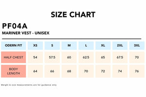 Size-Chart_PF04A-MARINER-Vest-Unisex