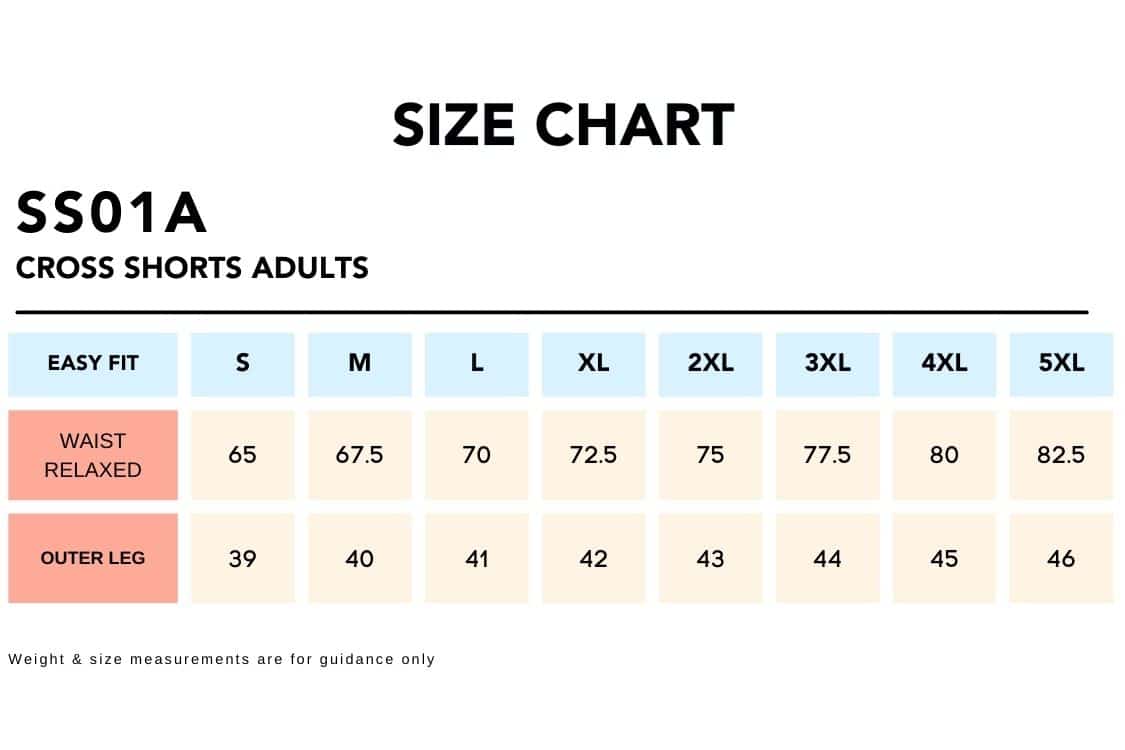 Size-Chart_SS01A-CROSS-Shorts-Adults
