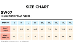 Size Chart_SW07 HI-VIS 2 TONE POLAR FLEECE