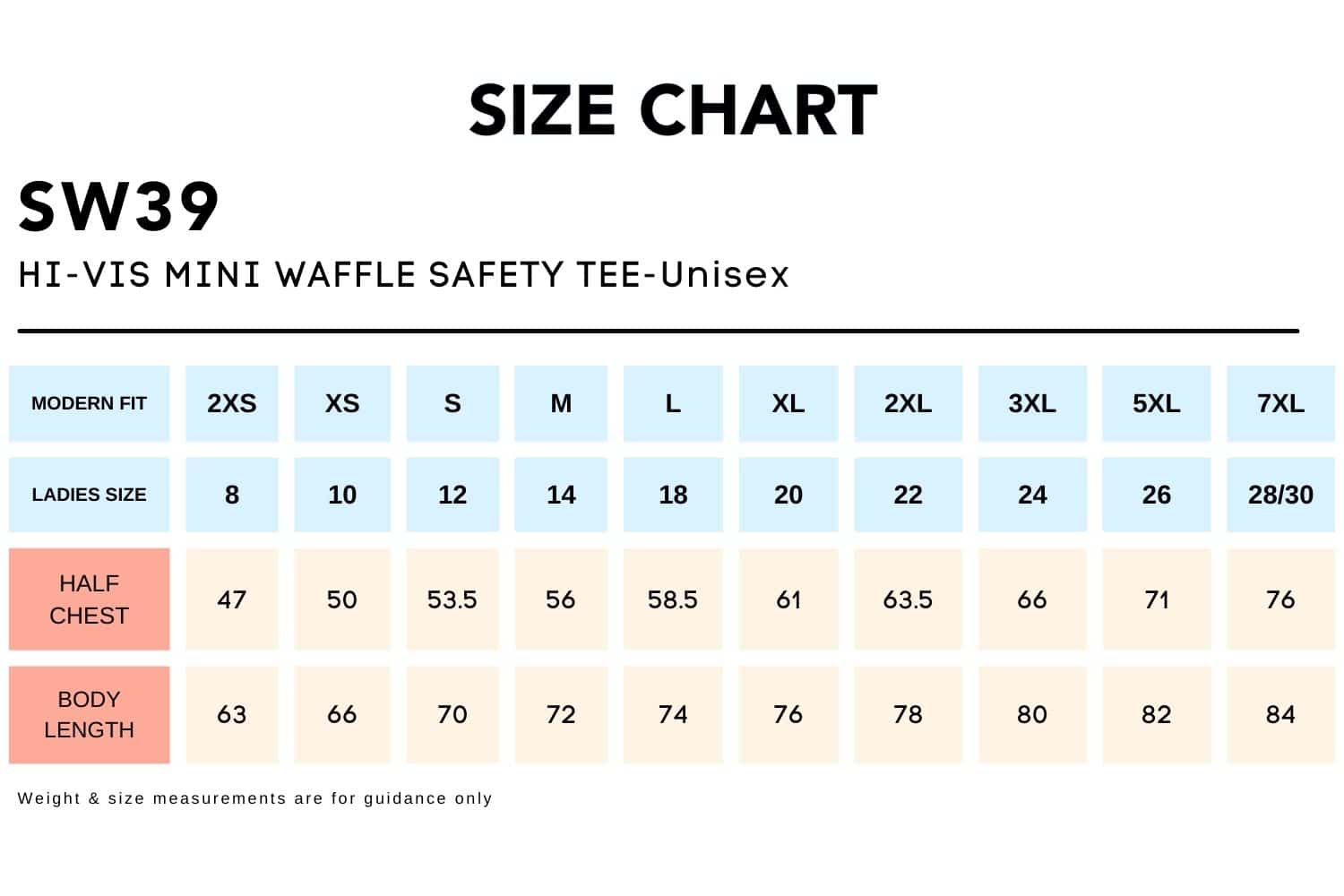 Size-Chart_SW39-HI-VIS-MINI-WAFFLE-SAFETY-TEE-Unisex