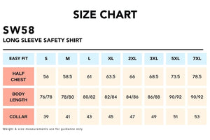 Size Chart_SW58 LONG SLEEVE SAFETY SHIRT