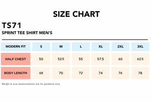 Size Chart_TS71 SPRINT TEE SHIRT Men's