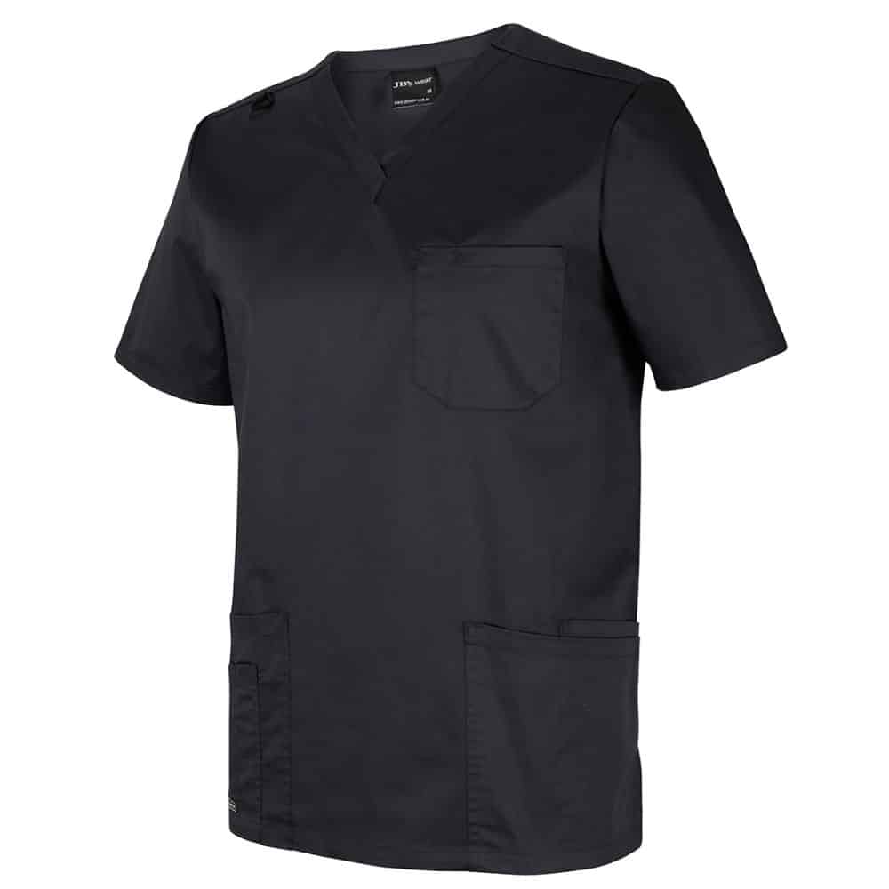 UNISEX-PREMIUM-SCRUB-TOP-4SPT-Black-side