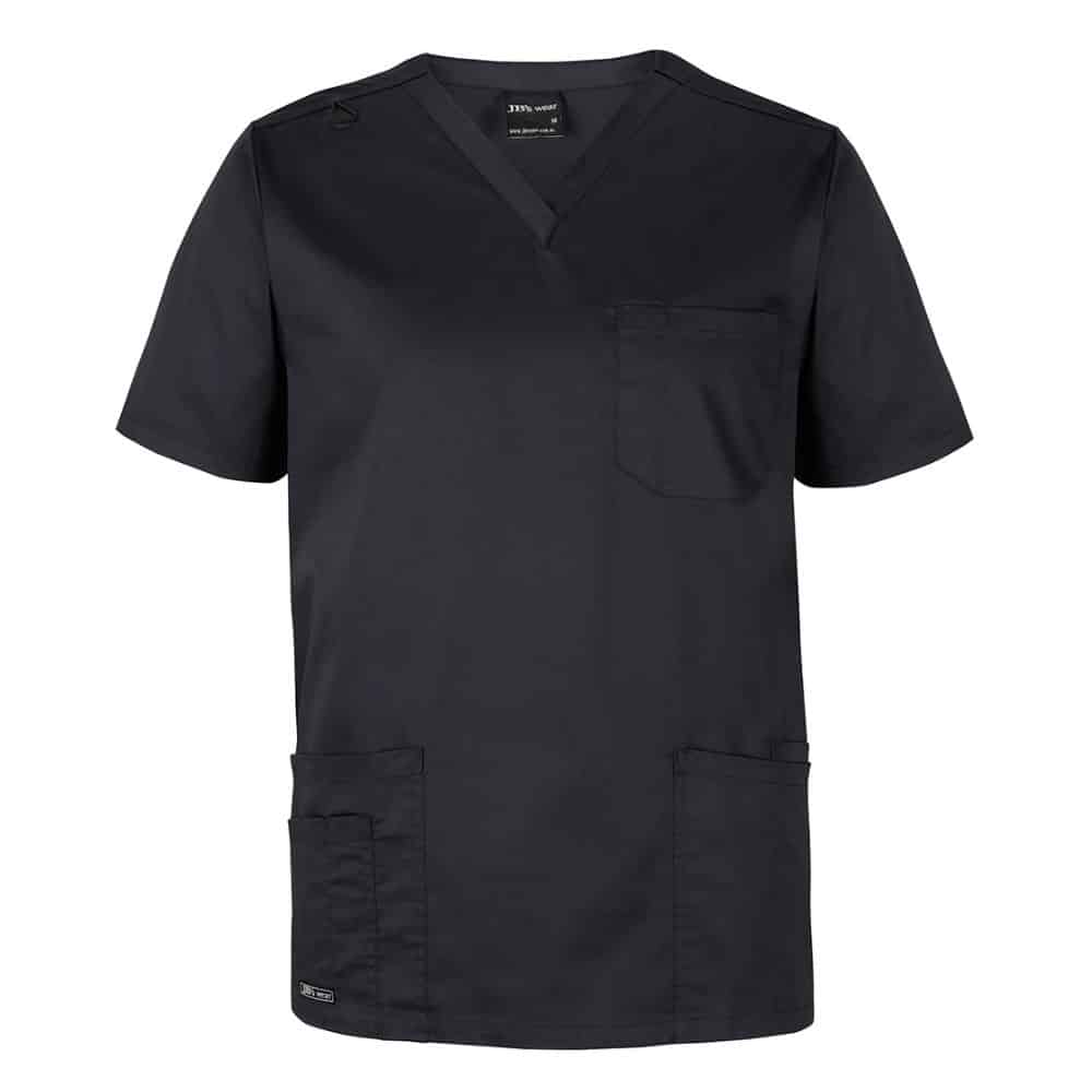 UNISEX-PREMIUM-SCRUB-TOP-4SPT-Black